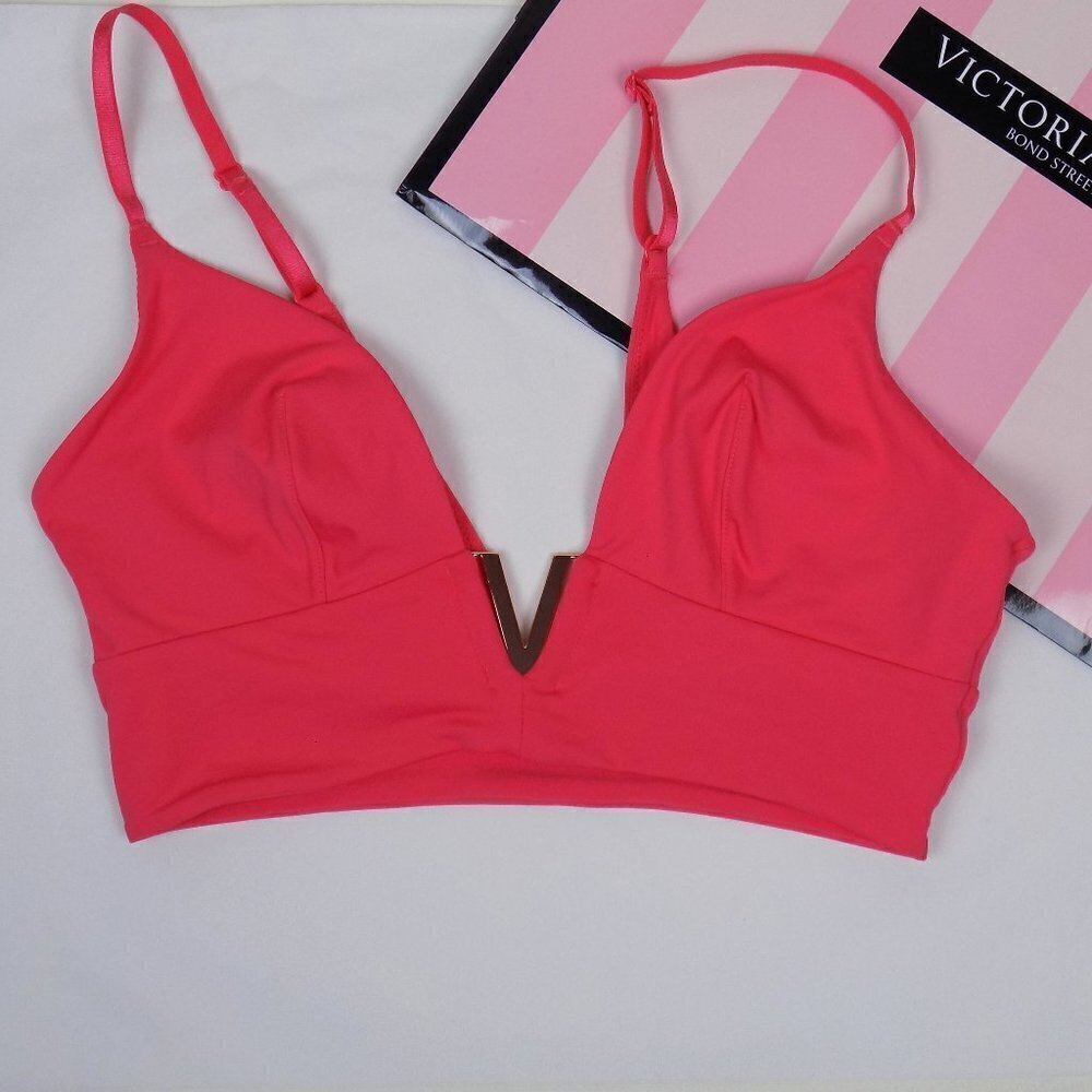 new with tags! victorias secret longline bralette sexy illuaions coral bright